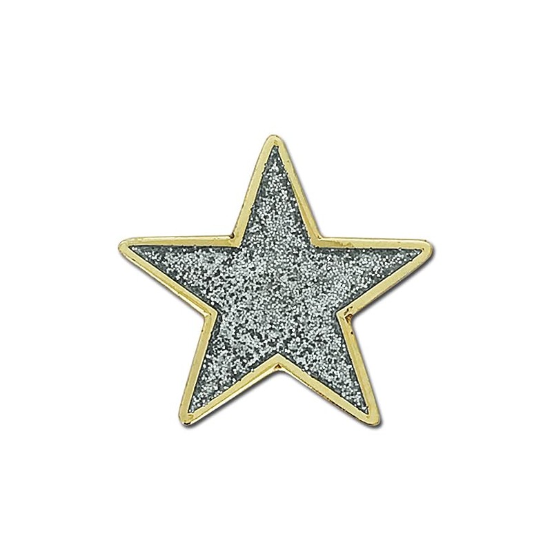 Glitter Star Badge Lapel Pin 10 Pack (Silver)