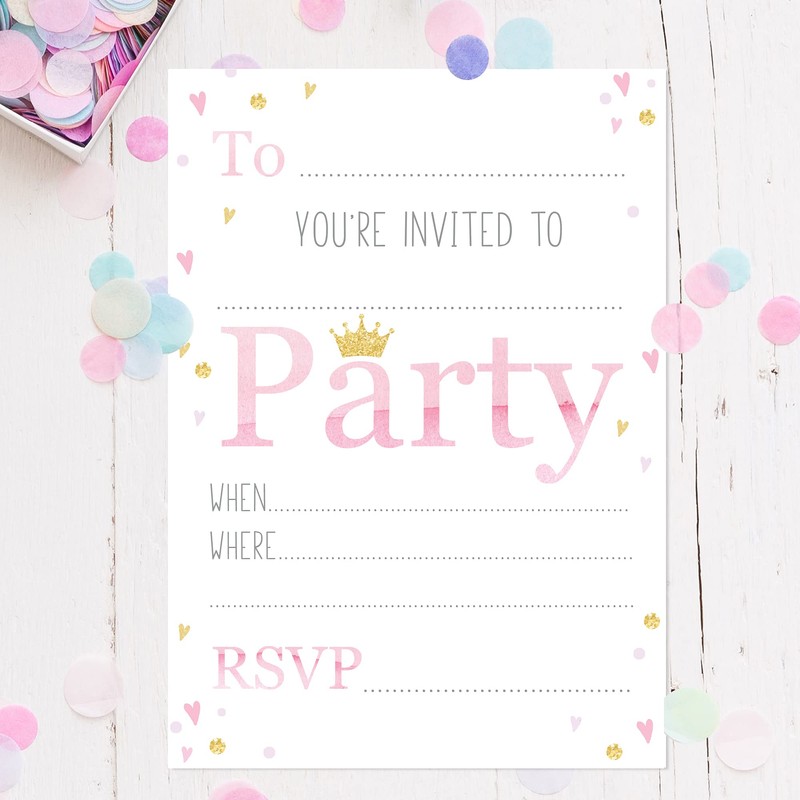 Princess Party Invitations Pink Girls Party Invites x10