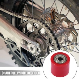 Motoforti 2 Set 8mm Motorcycle Chain Pulley Roller Slider Wheel Guide Red