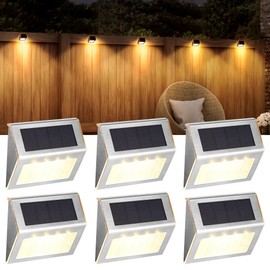 SOLPEX Solar Step Lights, 6 Pack Solar Stair Lights, Outdoor Fence Lighting, Solar Powered Deck Lights Waterproof 4 LEDs for Stairway Patio Porch Pathway Walkway Garden (Warm White)