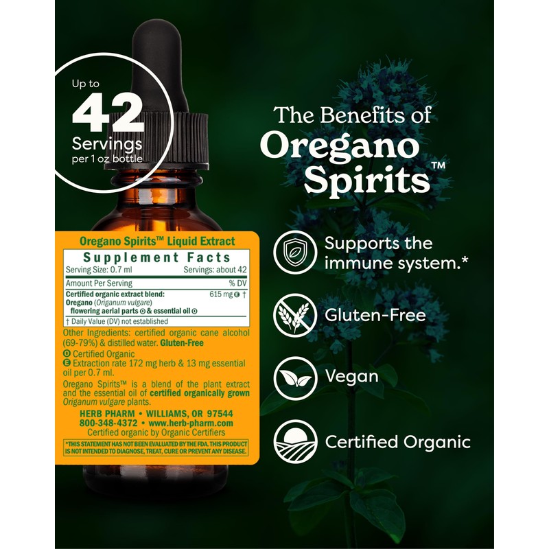 Herb Pharm Oregano Spirits Extract And Essential Oil Blend For