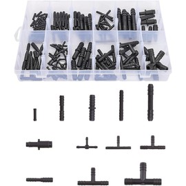 TSUGAMI Vacuum Connector Assortment, 125 Pcs Nylon Barbed Type Vacuum Tubing Connector Assortment Kit, Universal 12 Sizes Hose Tee Reducer and Straight Connectors, Vacuum Hose Line Fittings