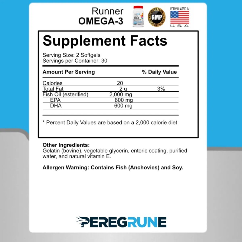 Peregrune Omega 3 Triple Fuerza 1000 Mg Cápsulas Deportivas