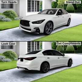 BOGAR TECH DESIGNS Full Headlight Taillight Tint Film Kit Compatible with Infiniti Q50 2018-2024, Dark Smoke