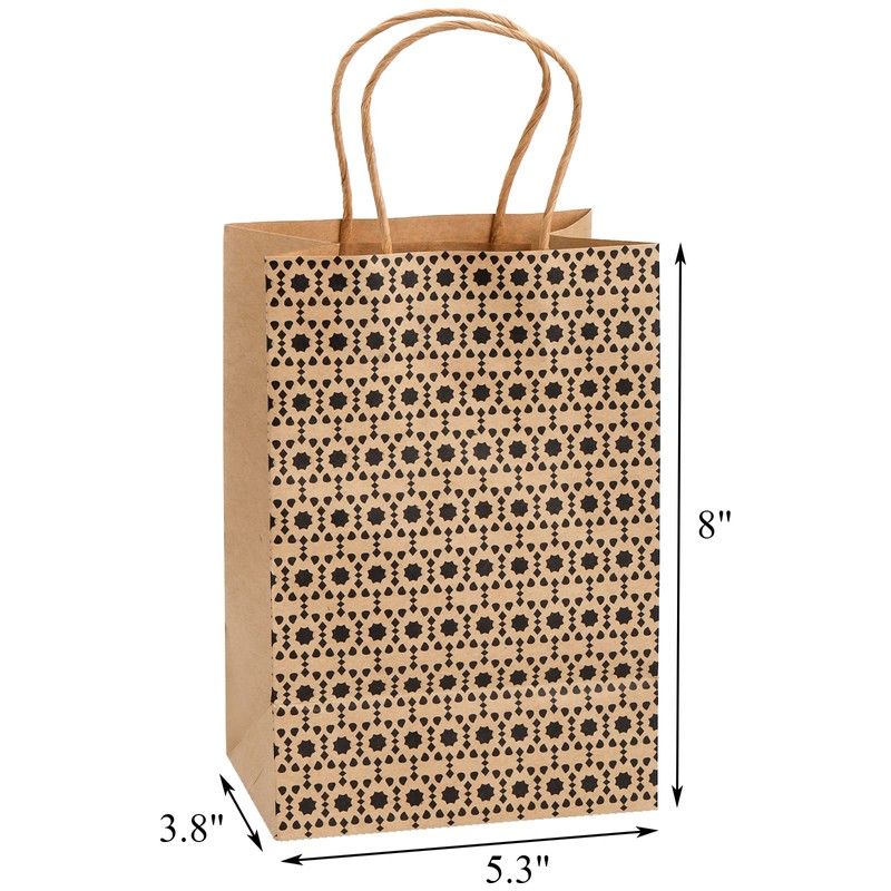 Elsjoy 100 Pack Kraft Paper Bags with Handles, 5.3x3.8x8 Brown