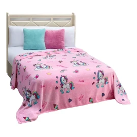 Colchas Elefantito Frazada Calientita Matrimonial Rosa Unicornios Felicity Diseño de la tela Estampado