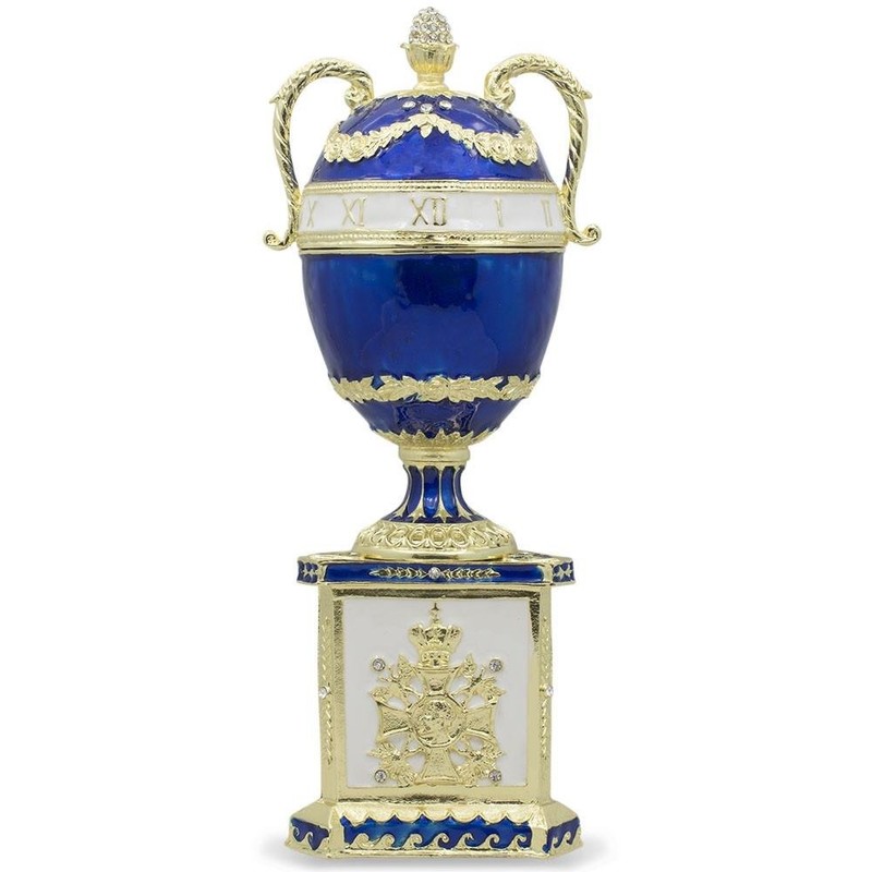 BestPysanky 1895 Blue Serpent Clock Royal Imperial Easter Egg 7
