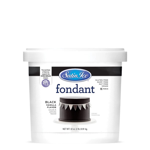 Satin Ice Black Fondant, Vanilla, 2 pounds