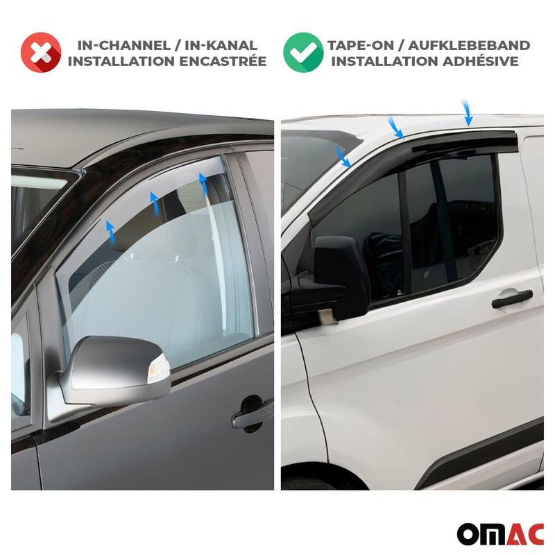 OMAC Window Visor Vent Rain Guard Deflector for Ford e-Transit