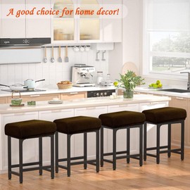 Levoberg Bar Stool Cover Rectangle Stretch Counter Height Barstool Slipcovers Rectangular Vanity Stool Cover Kitchen Counter Saddle Seat Cover for Wooden Metal Bench Set of 2 Coffee