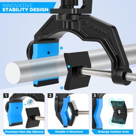 PLUSINNO 1 Pack Fishing Rod Holders for Boat, Upgraded Fishing Rod Holder with Enlarge Clamp, Innovative Dual-V Shaped Design, Fit Round/Square Tube Boat Fishing, Fishing Gear, Fishing Gifts for Men