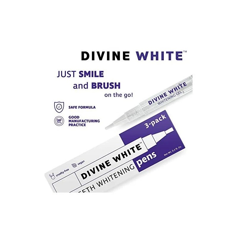 Divine White Teeth Whitening Pen with Brush Tip Applicator -