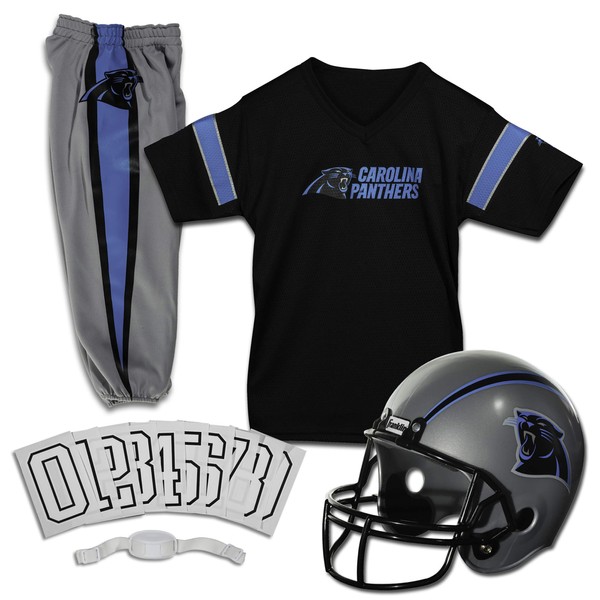 Franklin Sports Carolina Panthers Kids Football Uniform Set - NFL Youth Football Costume for Boys & Girls - Set Includes Helmet, Jersey & Pants - Large