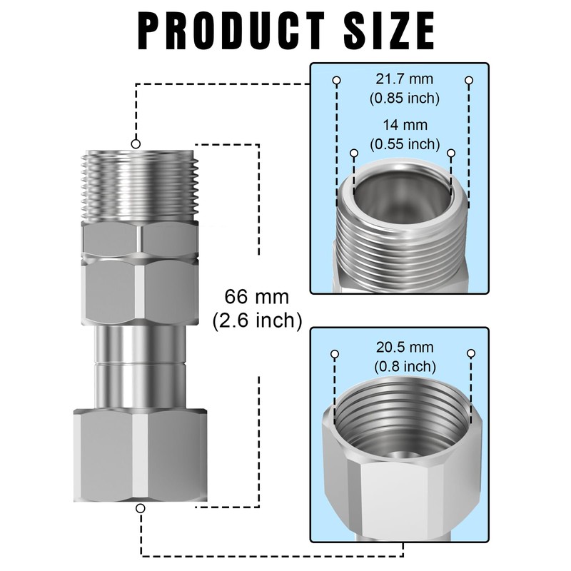 XENDY WASHER 2 Pack M22 14mm Stainless Steel Swivel Fitting,