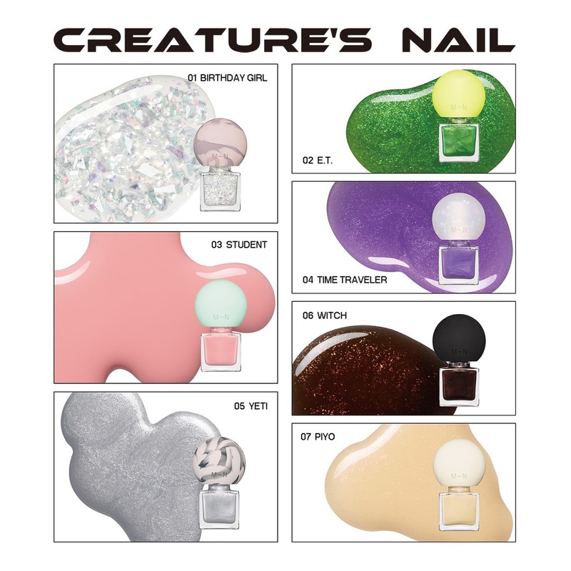 MN Creatures Nail 05 YETI Metallic Silver Integrates with Silver