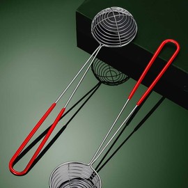 2 Pcs Hot Pot Strainer Spoon Stainless Steel Slotted Spoon Boba Pearl Spoon Ladle Small Wire Skimmer Scoop Kitchen Utensil with Handle for Frying and Cooking