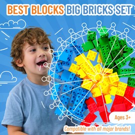 Best Blocks Big Blocks - Set of Large Building Blocks - Compatible with All Leading Brands - For Children from 3 Years - Classic Colours - 84-Piece Set