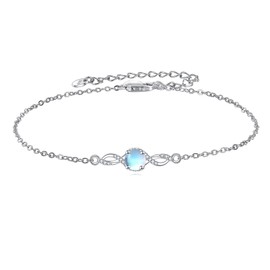 POPLYKE Paw Print/Moss Agate/Cross Bracelet, Sterling Silver, Adjustable Bracelet for Women, Jewellery for Mum, Silver Sterling Silver, Cubic Zirconia