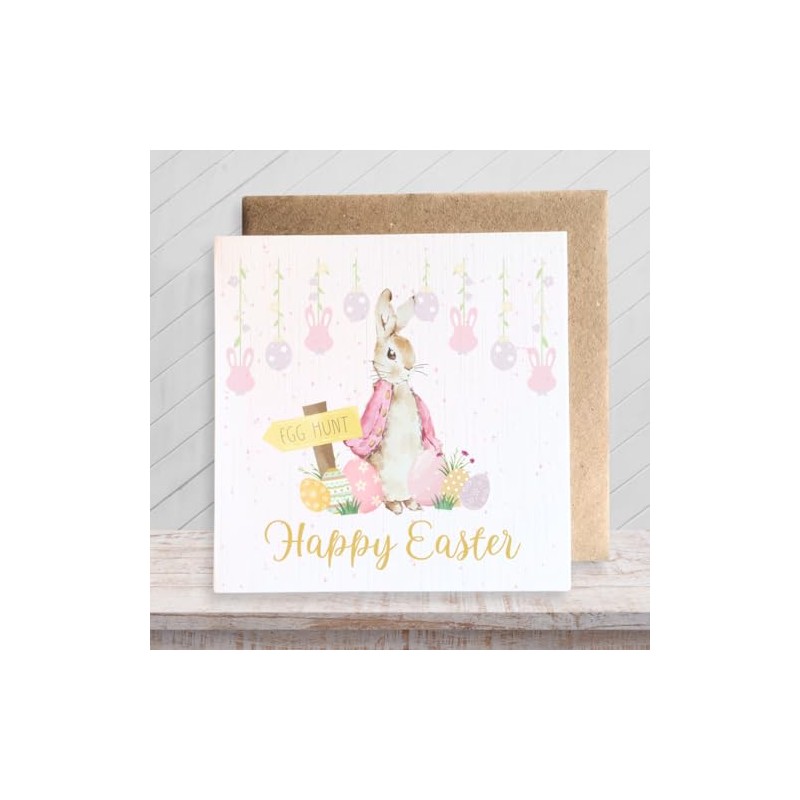 Second Ave Cute Pink Bunny Rabbit Easter Square Card Greeting