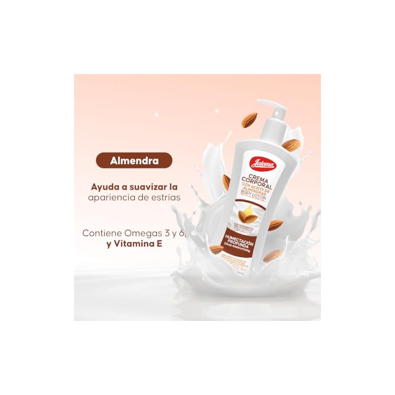 Jaloma Crema Corporal de Almendras, Humectacin Profunda, contiene Omega 3,
