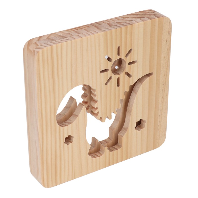 Wood Carving Lamp Dinosaur Hollow Pattern Warm White Light USB