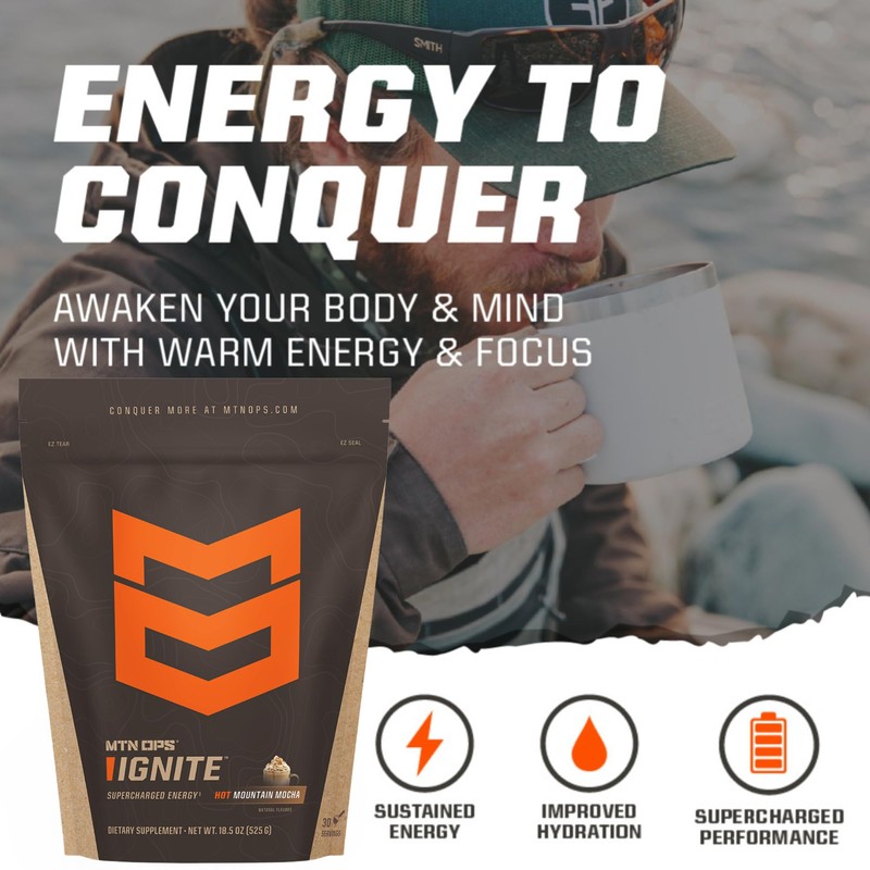 MTN OPS Hot Ignite Supercharged Energy Drink Mix Coffee Alternative,