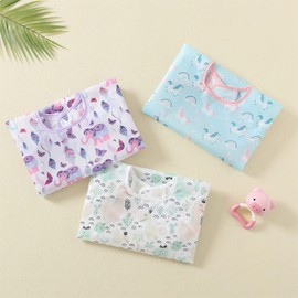 ElecMotive 3 Pack Long Sleeve Baby Bibs, Waterproof Sleeved Bib, Toddler Soft Bib for 6-30 Months (3 Pack A)