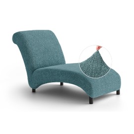 PAULATO BY GA.I.CO. Armless Chaise Lounge Cover - Chaise Chair Slipcover Without Armrests - Lounge Sofa Cover - Soft Polyester Slipcovers - 1-Piece Form Fit Chase Covers - Microfibra - Teal