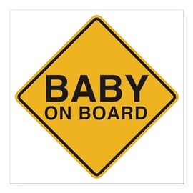 CafePress Baby On Board Square Car Magnet 3 X 3 Square Car Magnet, Magnetic Bumper Display