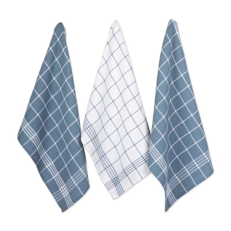 DII Waffle Weave Kitchen Collection, 100% Cotton, Kitchen Set, Blue