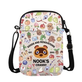 ACNH Inspired Crossbody Purse Bag Animal Villagers Gift Racoons Character Messenger Bag Video Game Lovers Gift Gamer Gift (CrannyCrossFull-CA)