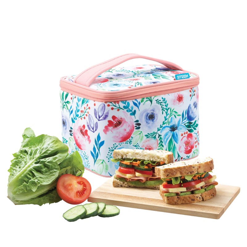 Smash 20961 Insulated Lunch Bag, Fabric, Full Bloom Pink