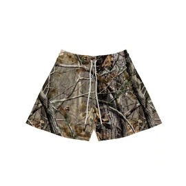 Men's 5 Inches Inseam Camo Real Tree Print Mesh Lined Athletic Basketball & Beach Shorts (US, Alpha, Medium, Regular, Regular, Brown)