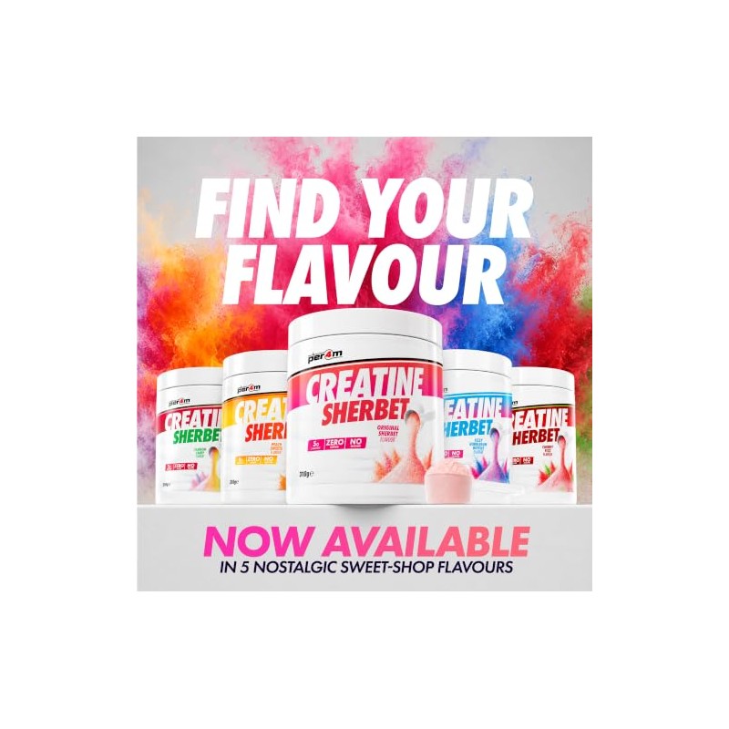 Per4m Creatine Sherbet No Water Required Dry Scoop 5g of
