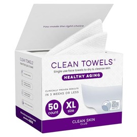 Clean Skin Club Healthy Aging Clean Towels® XL, suaviza las líneas finas, arrugas y textura en 6 semanas, tratadas para mayor suavidad, toallas facial