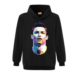 Xpialong Ronaldo Football Kit for Kids Football Hoodie+Pants Cotton Tracksuit Set (Black,7-8 Years,7 Years,8 Years)