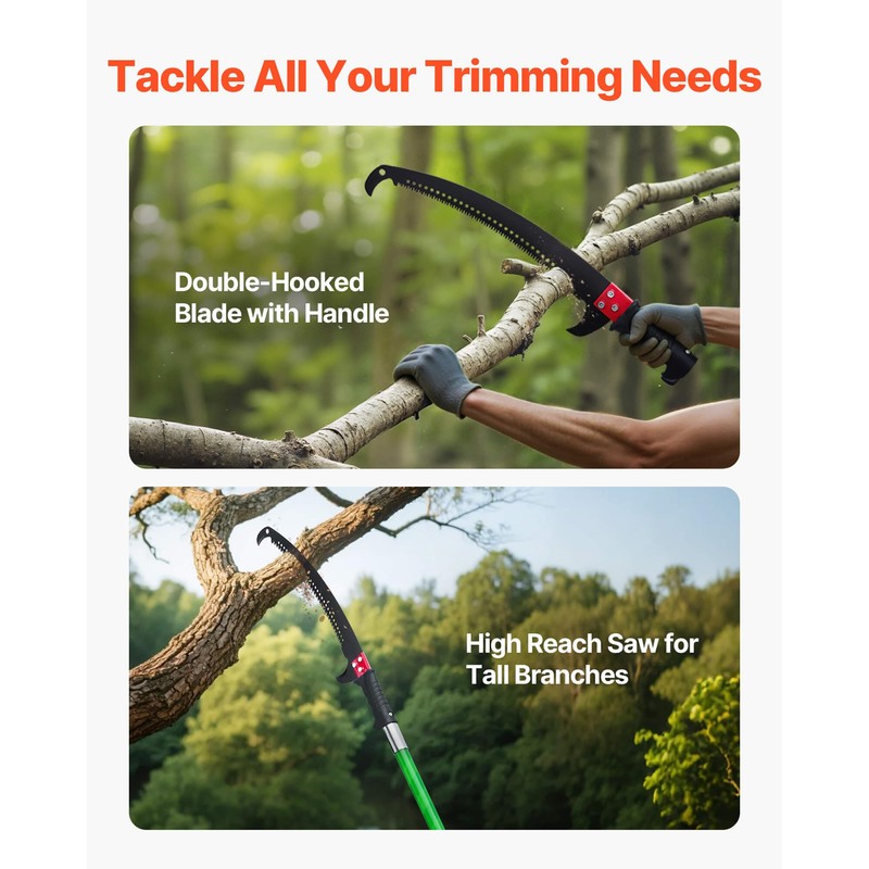 VEVOR Manual Pole Saw, 3.87-27 ft Extendable Pole Tree Pruner,