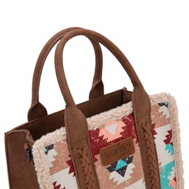 Montana West Wrangler Sherpa Tote Bag for Women Fuzzy Top Handle Handbag Western Handbags with Lamb Wool Bag Fluffy Aztec Tote Purse Winter Shoulder Bag Soft Hobo Bag WG166G-8120BR