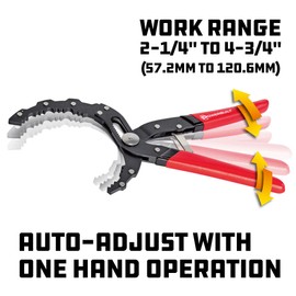 Powerbuilt Self-Adjusting Oil Filter Pliers, Adjustable Oil Filter Wrench, Grips and turns oil filters from 2-1/4-Inch (57mm) to 4-3/4-Inch (120mm) - 942068