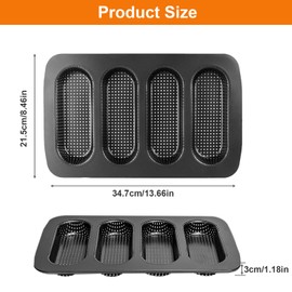 BLLREMIPSUR Mini Baguette Tray, Perforated French Stick Loaf Baking Molds Pan, Non-Stick Hot Dog Bun Baking Tray, Mini Sandwich Mold, for Crispy Loaves & Rolls, 13.6 x 8.4 x 1.1 inch