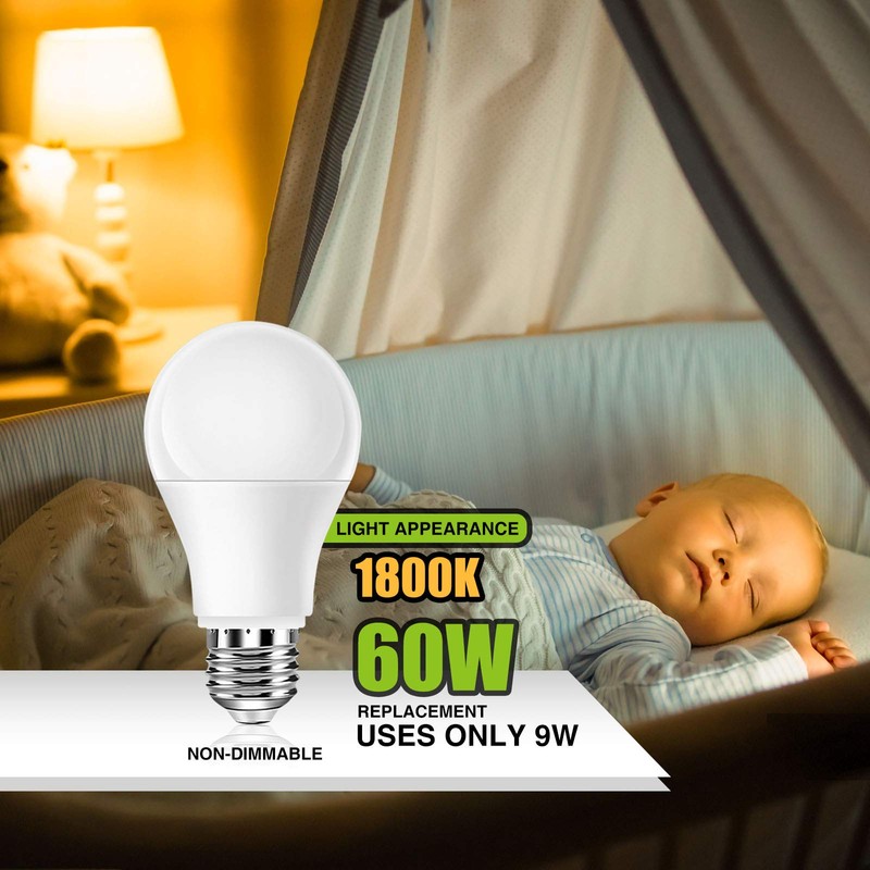 Neporal Amber Light Bulbs, 9W 60W Equivalent A19, Blue Light