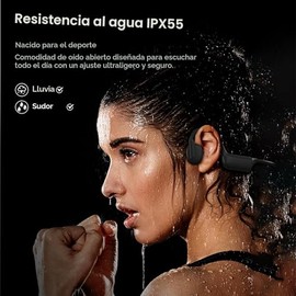 Auriculares de conducción ósea, auriculares deportivos inalámbricos Bluetooth de oreja abierta con micrófono, carga rápida tipo C, batería de larga du