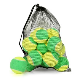 MRYCZ FYRHD 12 Pack Tennis Balls for Kids 25% Low Compression Stage Tennis Ball for Beginners Youth Kids Training Practicing with Mesh Bag Easy to Transport, Yellow & Green
