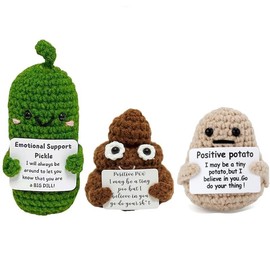UTEMAN Mini Funny Positive Cucumber, 3 inch Knitted Potato Toy, Positive Gifts Funny Gifts for New Year Gift Birthday Gifts Party Decoration (3Pcs-A)