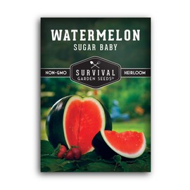 Survival Garden Seeds - Sugar Baby Watermelon Seeds | Grow Little Round Icebox Watermelons at Home - Non-GMO Heirloom (1 Pack)