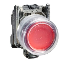 Schneider Electric Push Button - Red with Clear Boot, Metal, Projecting Operator Profile - 22mm, Spring Return, 1NC Contact Type - Quick & Easy Assembly - Harmony XB4 (XB4BP42)