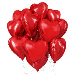50PCS Red Heart Balloons 10inch Red Heart Shaped Balloons Engagement Party Decorations Happy Anniversary Balloons Helium Valentines Decorations Red Foil Balloons for Valentine's Day The Day of Love