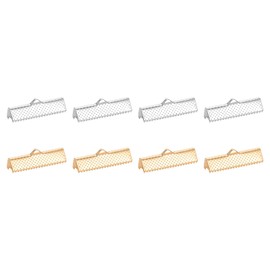 sourcing map 50Pcs 25mm Ribbon Crimp Clamp Ends, Bookmark Pinch Crimp Ends, Fasteners Clasp Crimp Ends for Bracelet Necklace Jewelry Making, 2 Colors