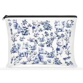 Cat French Toile De Jouy Makeup Bag - Inspired By Toile De Jouy Makeup Bag - Cat Lover Gifts - Gifts For Women- Pet Lovers On Mothers Day- Birthday- Holiday
