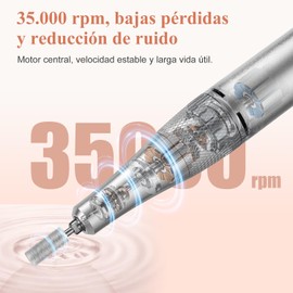 Taladro de uñas portátil de velocidad ajustable de 35.000 RPM, taladro de uñas eléctrico, lima de uñas eléctrica 6 en 1, pulidor de esmeril, kit de taladro de uñas profesional para manicura y pedicura de gel o acrílico (Black)